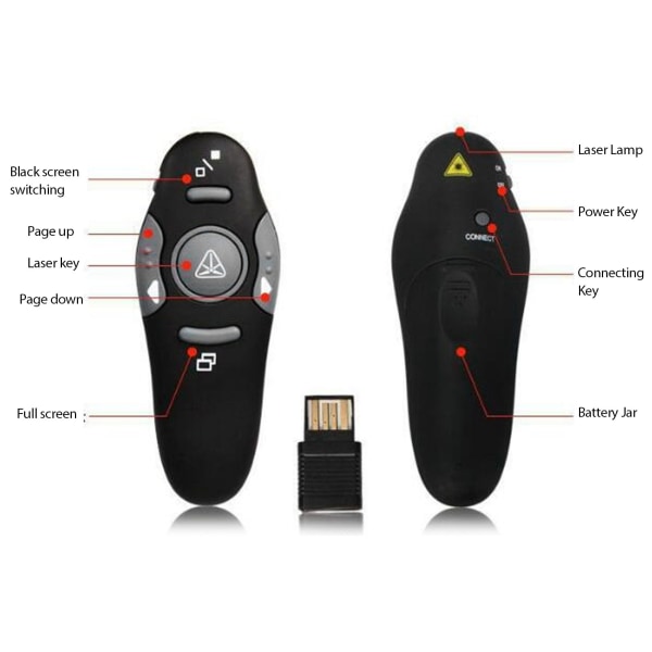 Presentation Clicker 15m Fjärrkontroll Avstånd Ergonomisk Bärbar 2,4GHz Fjärrklicker för skolkontoret