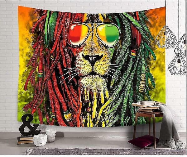 Rasta gobeläng rastafari lejonhuvud bob väggbonad gobeläng för vardagsrum sovrum studentrum inredning psykedelisk
