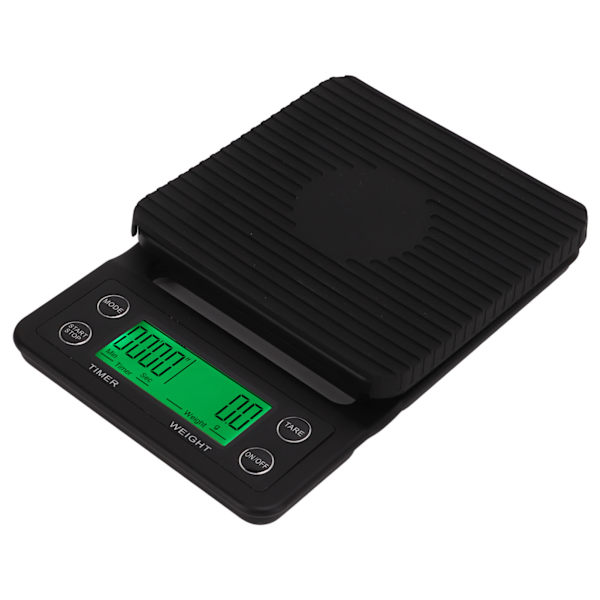 Kaffevekt Timing Multi Units 0,1g Nøyaktighet Bærbar Elektronisk Vekt med Isolasjonspute for Kjøkken Utendørs Svart 3KG/6,6lb