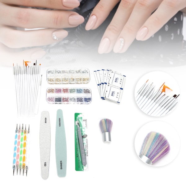 Nail Dotting Pen Rhinestones Decoration Nail Art Brush Fil Pinsett Manikyr Verktøysett