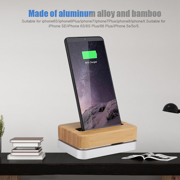 til Samdi Desktop Mobiltelefon Opladningsbase til iphone6S/6Plus/iphone7/7Plus/iphone8/X Sølv