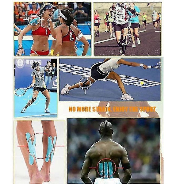 5 Storlekar Kinesiologitejp Medicinsk Atletisk Elastoplast Sportåterhämtning Tejpning Zekai Röd 2.5cm