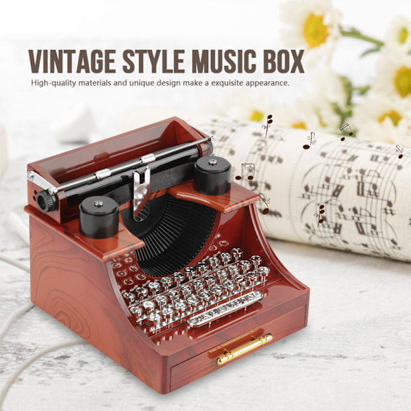 Mini Vintage -tyylinen luova retrokirjoituskone kellokoneisto musiikkirasia lahjapöydän koristeluun