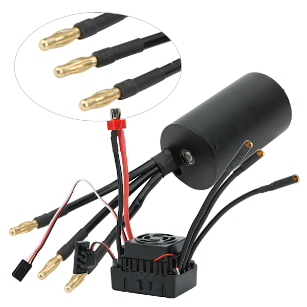 Surpass 3660 Vandtæt 4-polet Børsteløs Motor + 60A ESC RC Bil Tilbehør (Sort)2600KV+60A ESC