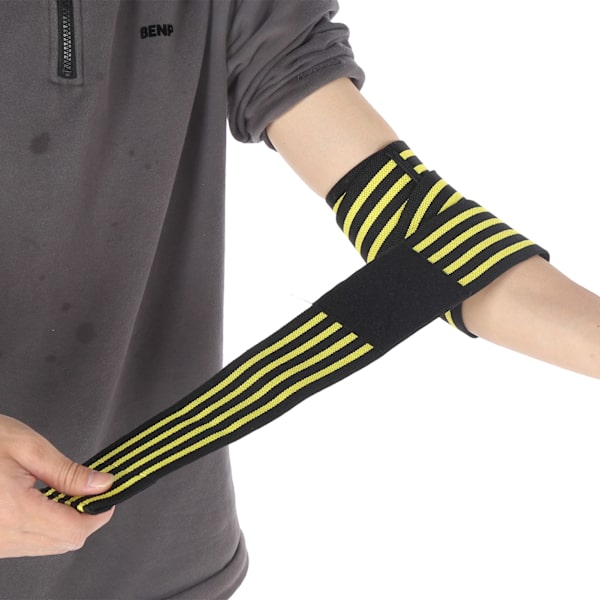 Sports albue støtte kompresjonsbandasje elastisk albue wrap støtte beskyttelse erme svart og gul stripe