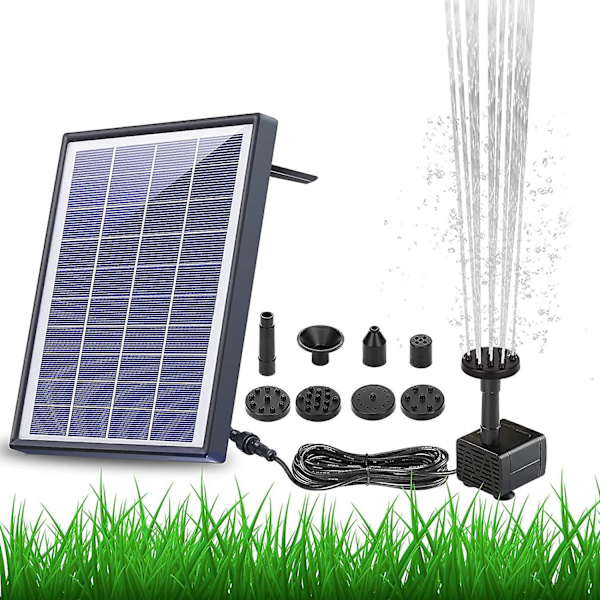 6w Solcellefontenepumpe Innebygd 1500mah Batteri, Solcellevannpumpe Flytende Fontene Med 6 Dyser, For Fuglebad, Akvarium, Dam Eller Hagedekorasjon