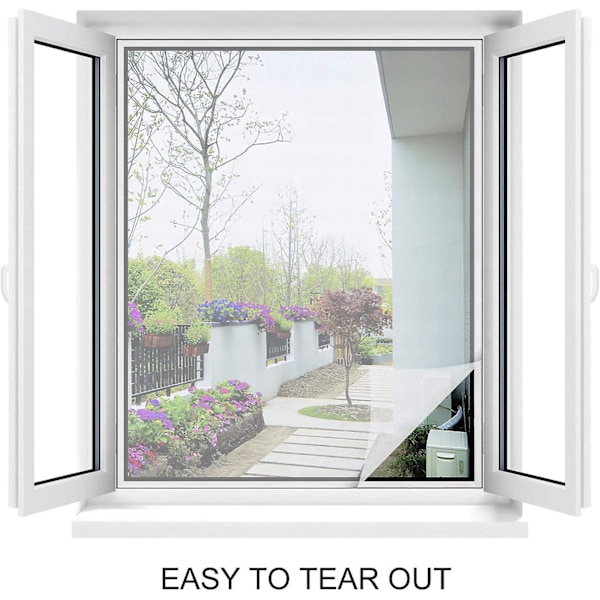 Universellt Klart Myggnät för Fönster/Tvättbart Nät - Justerbart Myggnät, DIY, Maximal Fönsterstorlek 150x200cm (1-pack, Vit)