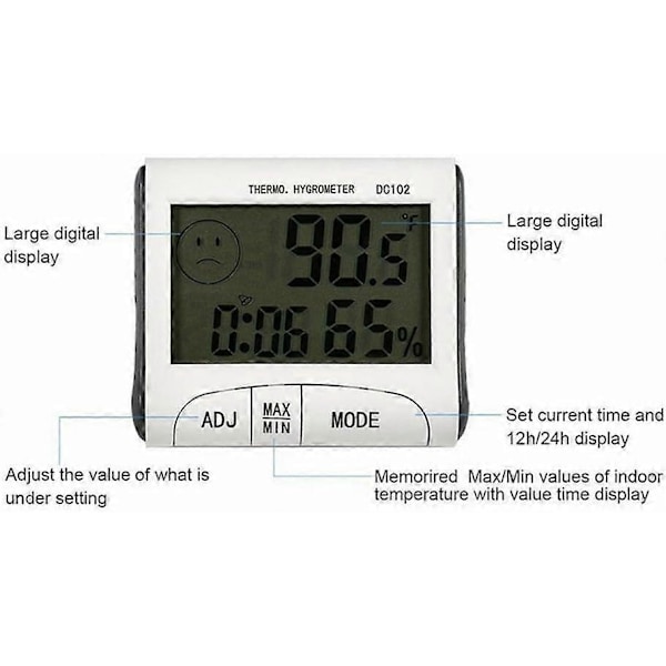 CD Rum Termometer Mini LCD Digitalt Rum Termometer Hygrometer Termometer Ur Skrivebord Vejr S