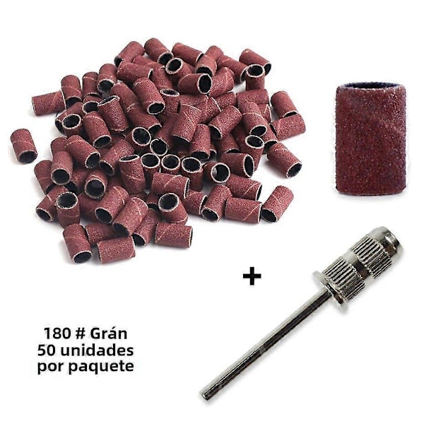 Elektrisk Manikyr Tillbehörsset 100/50st Slipband 180/120/80 Grit Nagelgraveringsbit Pedikyrverktyg BEND261 ND280-180-50pcs