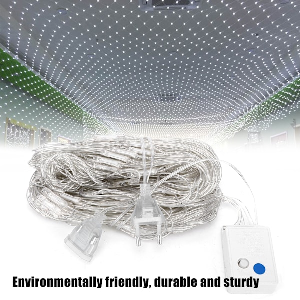 2x2m 144LED Net Light LED Dekorative Mesh String Light Indendørs Udendørs Dekoration EU Stik 220V Hvid