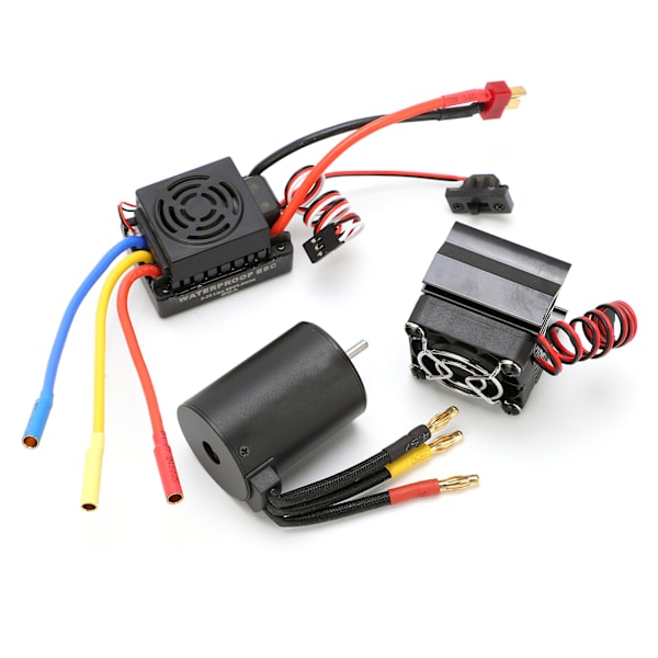 3650 3900KV vedenpitävä 4-napainen harjaton moottori 60A ESC jäähdytyslevy yhdistelmäsetti 1/10 RC-autoon