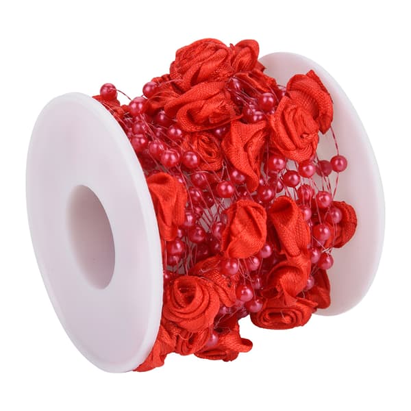10m/rull Rose Kunstig Perletråd Perler Garland String DIY Bryllupsdekorasjon (rød)