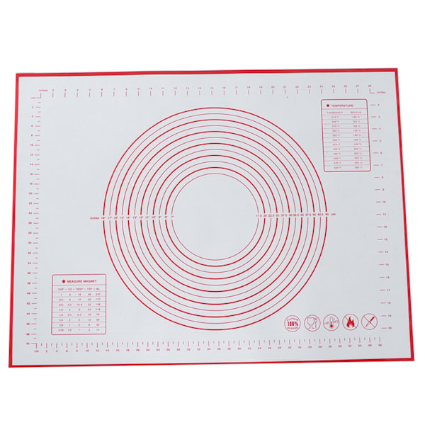 Skridsikker silikone dejpude, non-stick æltemåtte med skalaer, køkkenbageri tilbehør (60x80x0,4 cm rød)