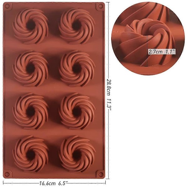 Silikoninen Vortex-muotti suklaan, makeisten, vanukkaan ja keksien valmistukseen, 3 kpl