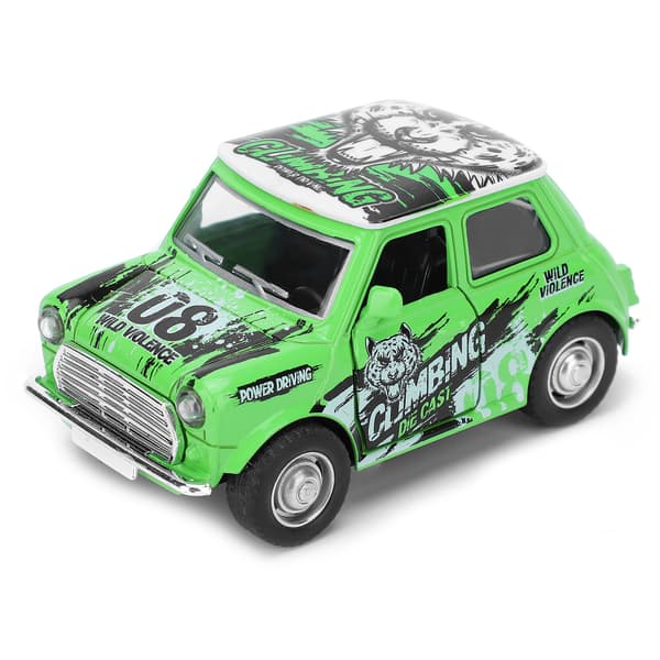 1:36 Mini Bilmodel Graffiti Træk Tilbage Bil Lyd Lys Batteri Køretøjer Børnegave Grøn