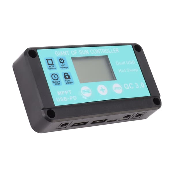 Solar ladekontroller dobbel USB-utgang hurtiglading solcellepanelregulator 12V/24V for husholdningsindustri 50A