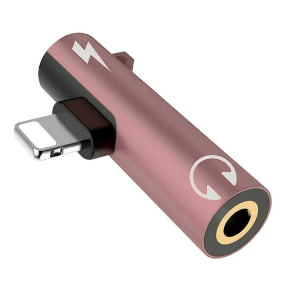 2 i 1 Ljuddelare Adapter Laddare 3,5 mm AUX Hörlursadapter för iPhone