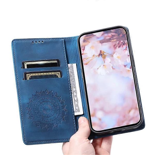 Kompatibel med Samsung Galaxy A55 5G Läderfodral Mandala Blomma Plånboksfodral Blue