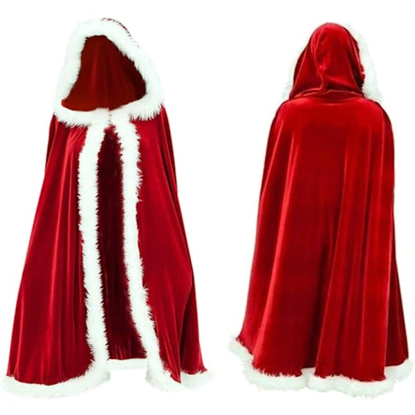 1,5 m röd huvad kappa juldräkt tomten kappa röd mantel för jul fest cosplay dräkt