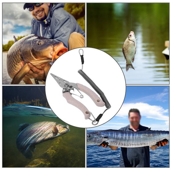 Multi rostfritt stål Fiskedragtång Sax Fiskekontrollklämma Fisklina Cutter Tool Khaki