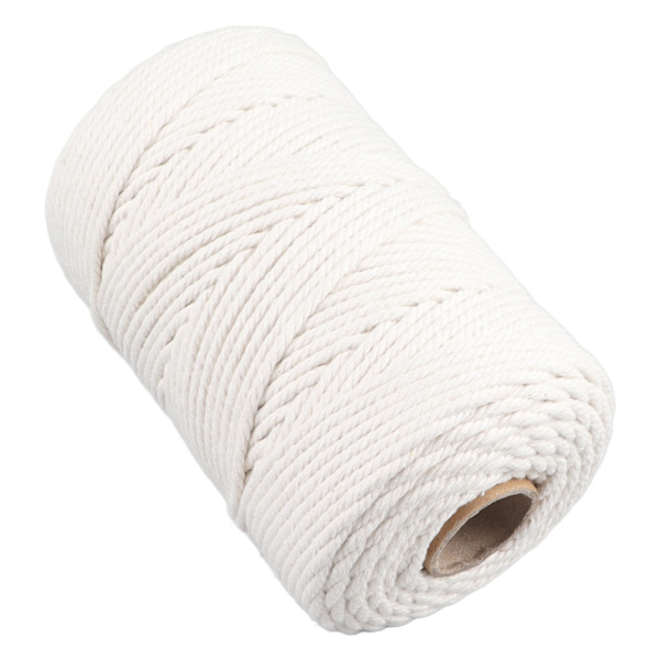 Vit Macrame Cord 4mmx21,9 Yards Macrame Rep Bomullslina för vägghängande Växthängare Hantverk Stickning