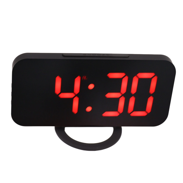 Digital spegelklocka dimbar dubbel USB-laddningsport LED elektronisk väckarklocka med snooze-funktion för sovrumskontor svart kropp röd typsnitt