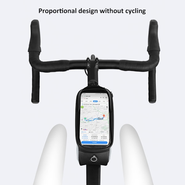 Cykelrammepose Sprøjtesikker Cykeltaske Pose Touchscreen Taske med Hovedtelefonhul til Smartphone Under 6,5 Tommer