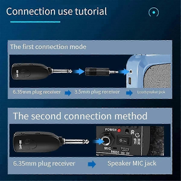 UHF Trådløse Instrumenter Saksofon Mikrofon Trådløs Mottaker Sender 50M Rekkevidde Plug and Play