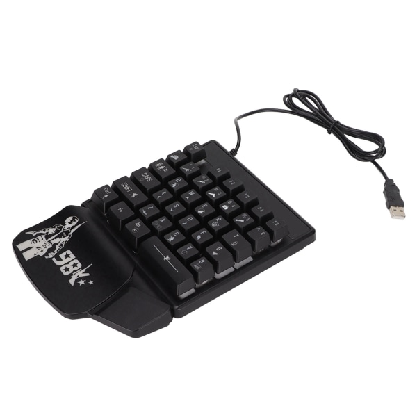Enhånds gaming tastatur 35 taster Enkel LED Glødende Ergonomisk Design Svart Mini Gaming Keyboard for ESports Game