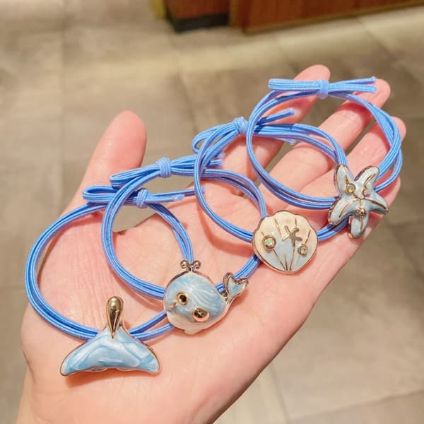 4 STK Søde Dyre Scrunchies Lille Hval Hår Elastik Hårring Elastisk Hårtov til Piger