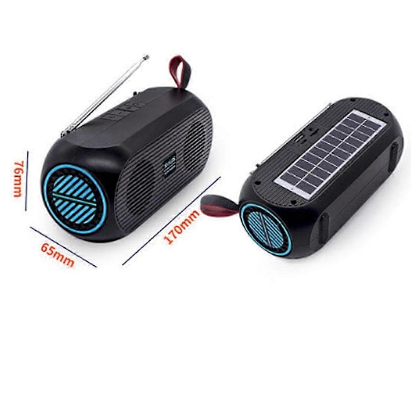 Bluetooth-högtalare, Högtalare, FM-radio, Utomhus, Bärbar, Trådlösa högtalare, Bluetooth 5.0, Högt stereoljud, Dånande bas, Solladdning för hemmet, Fest (Blå)