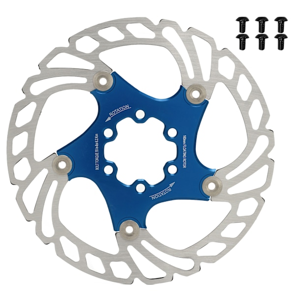 Bjergcykel Flydende Skivebremserotor 6 Bolte Varmeafledning Cykel Skivebremserotor Blå 160mm / 6.3in