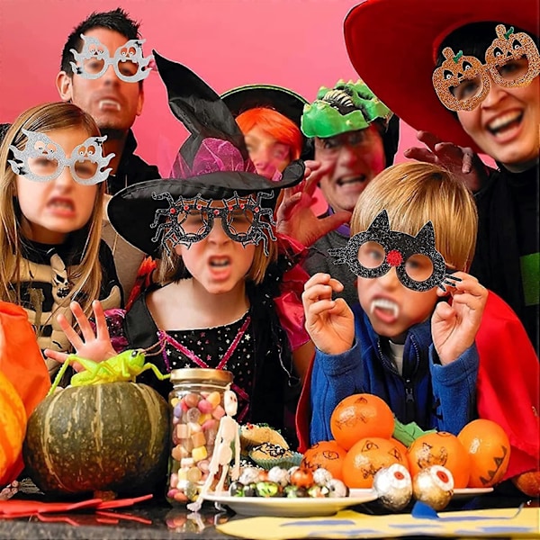 Halloweenfest Glasögon för Barn med Pumpor, Spindlar, Spöken och Svarta Katter - Charmig Halloweendekoration Cosplay Kostym Halloween Glasögon Dekoration