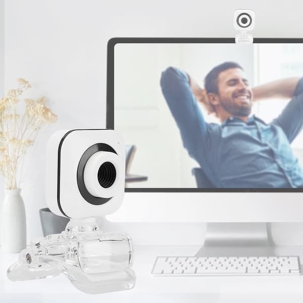 Indbygget Mikrofon Computer Kamera Webcam PC Tilbehør 480P Hvid med Transparent Klips