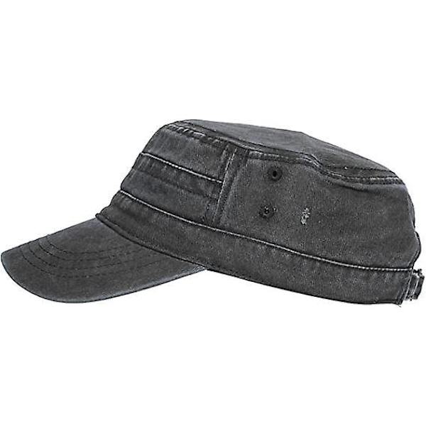 Klassisk militær kasket - Unisex hætte, bomulds kadethætte til mænd og kvinder, forår/sommer, sort