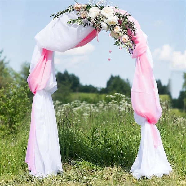 70*550cm (2,3ft*18ft) Förpackning med 1 Bröllopsbåge Hängande, Bröllop Voile Vit 70 x 550cm Elastiska Chiffong Draperingar för Bröllopsdekoration, Bakgrund, Gasvävsgardin