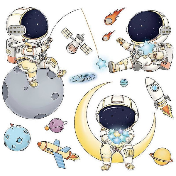 En uppsättning Astronaut Väggdekaler Väggdekor för vardagsrum Sovrum kök kontor