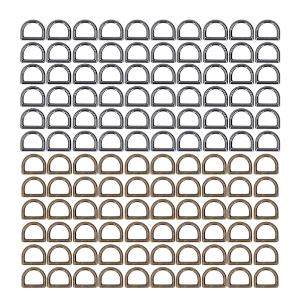 120Pcs Metal D Rings Strong Load Bearing Seamless Interface Zinc Alloy Bronze Silver Black D Buckle Clips for DIY Belts