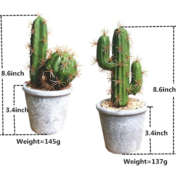 Kunstige Sukkulenter Faux Kaktus - Dekorative Kunstige Sukkulenter Pottede Falske Kaktus Kaktus Med Stein Og Sand, Kunstig Faux Kaktus For Bad/Hjem Dekor