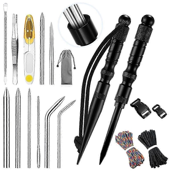 12st Paracord- Knuttverktyg Set Rostfritt Stål Marlinspike Set Sömnad Snörning Nålar och Smoo