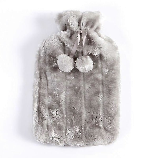 Vinter Faux Fur Gummi Varm Børne 2 Liter Hånd Fod Varmer Solid Husholdnings Vandpose DGZD Lysegrå