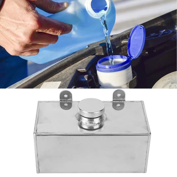 Aluminium Vinduesviskervæskebeholder 2L Poleret Intercooler Spraytank Universal Bil Dele