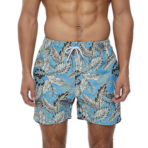 Escatch Quick Dry Men's Beach Board Shorts Swim Trunks - Palm Leaves Print XXXL