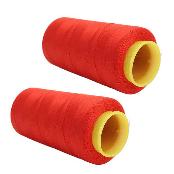 2 STK Sergertråd Høy Styrke Solid Slitesterk Polyester Rød Sytråd for Daglig Quilting Skjøting