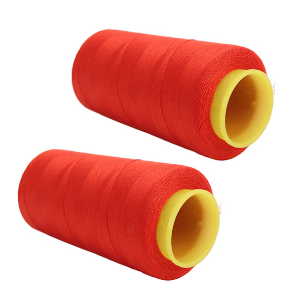 2PCS Sergertråd Hög hållfasthet Robust Hållbar Polyester Röd Sytråd för Daglig Quilting Splejsning