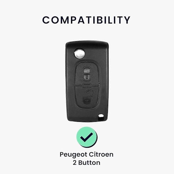 Fuchsia Bilnøgle Tilbehør Kompatibelt med Peugeot Citroen 2-Knaps Bilnøgle - Blød Silikone Bilnøgle Etui