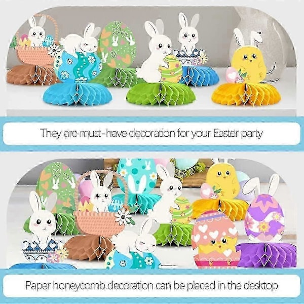 9 st Påsk Honeycomb Centerpieces Kyckling Honeycomb Dekorationer Påskägg Honeycomb Kanin Party