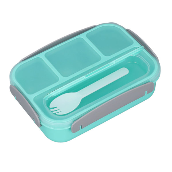 Individuell forseglet matboks for barn, matboks med 4 rom, matboks for skole, 1300 ml, grønn