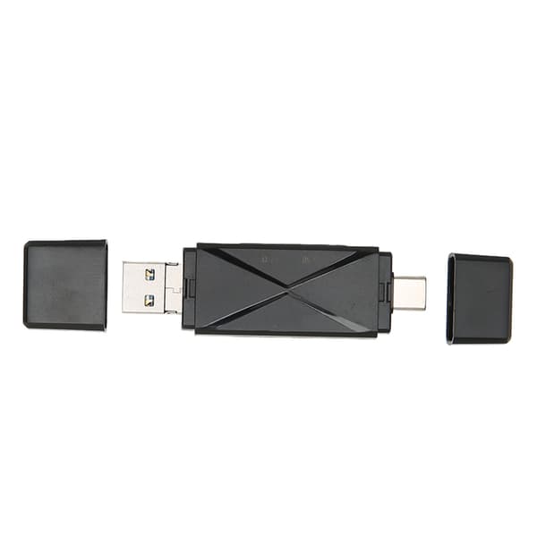 3 i 1 USB-lagerkortlæser USB C USB 3.0 MICRO USB Bærbar lagerkortlæser med 3 stik Sort
