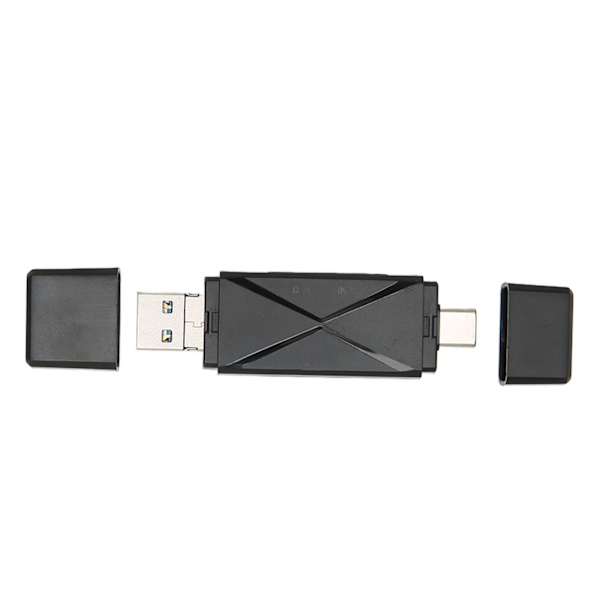 3-i-1 USB-lagringskortläsare USB C USB 3.0 MICRO USB Bärbar lagringskort Minneskortläsare med 3 kontakter Svart